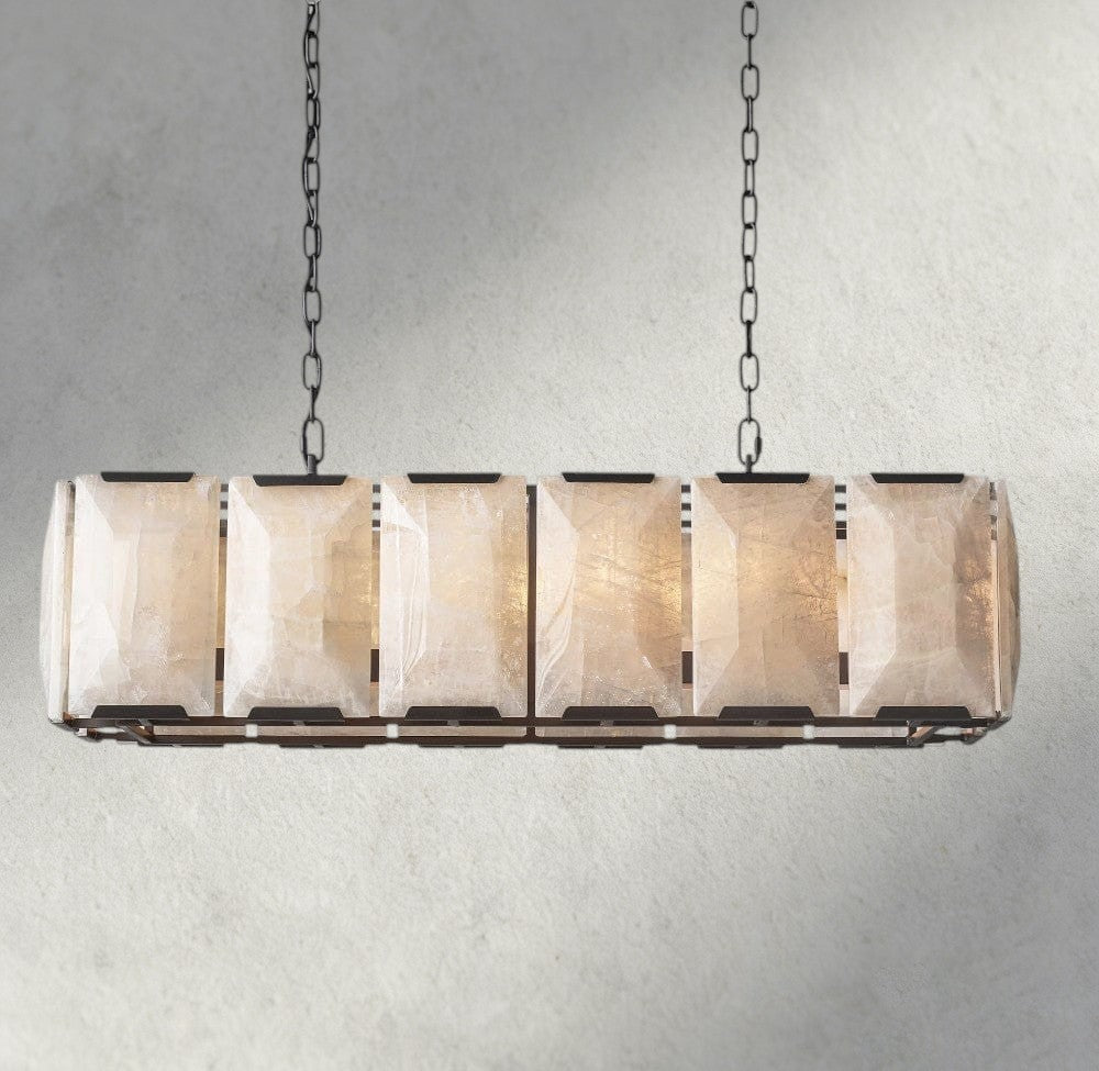 Hartley Calcite Rectangular Chandelier 42", 54", 62", 74" - Zelno Lighting