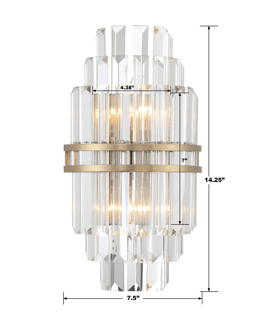 Hayes Crystal 2 Light Wall Sconce - Zelnolighting