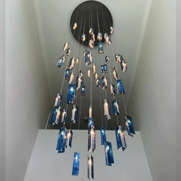 Art Design 1/25/60/84-Light Colorful Rectangle Cluster Glass Tile Pendant/Chandelier - Zelnolighting