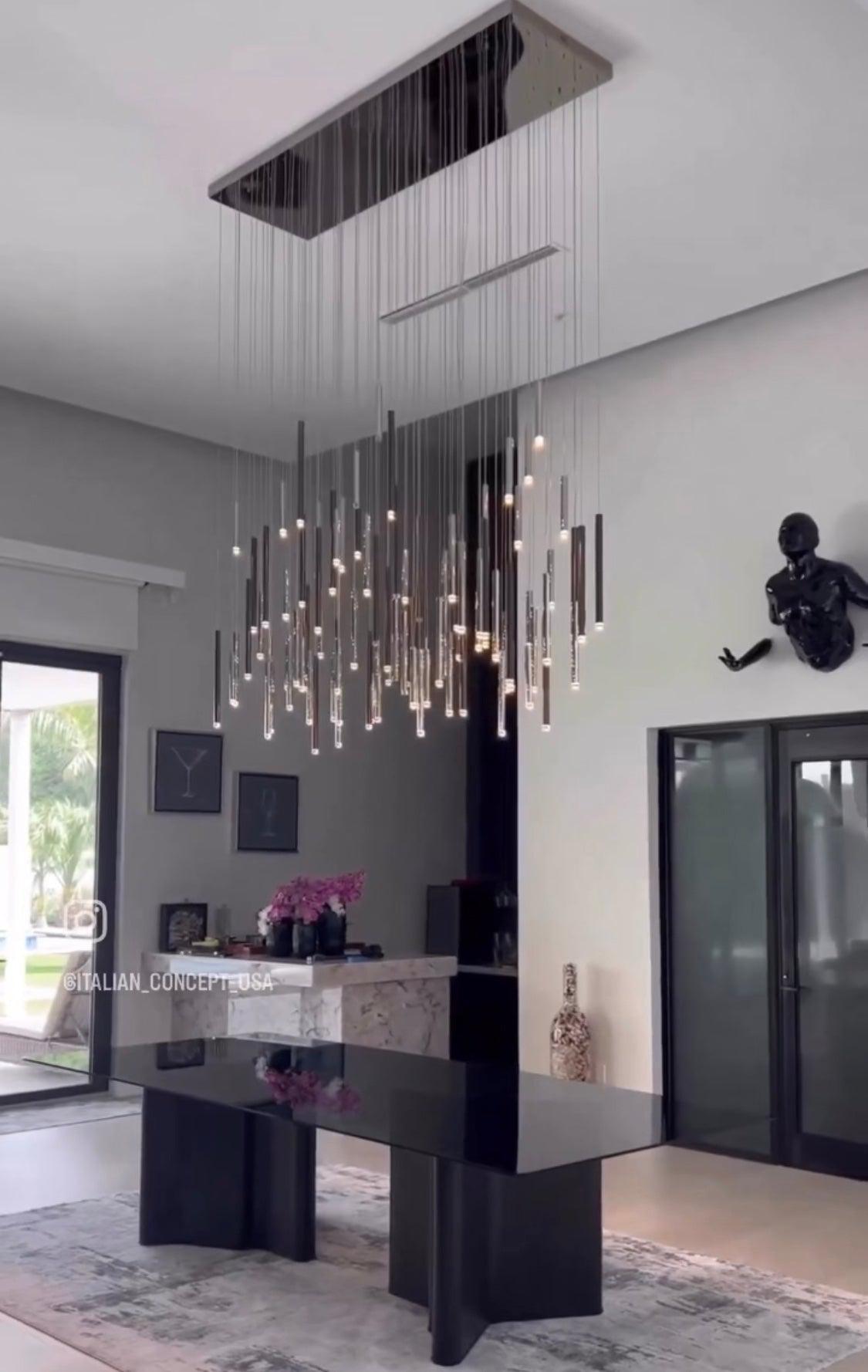 Bellini Rectangular Tubular Pendant Light Chandelier - Zelnolighting