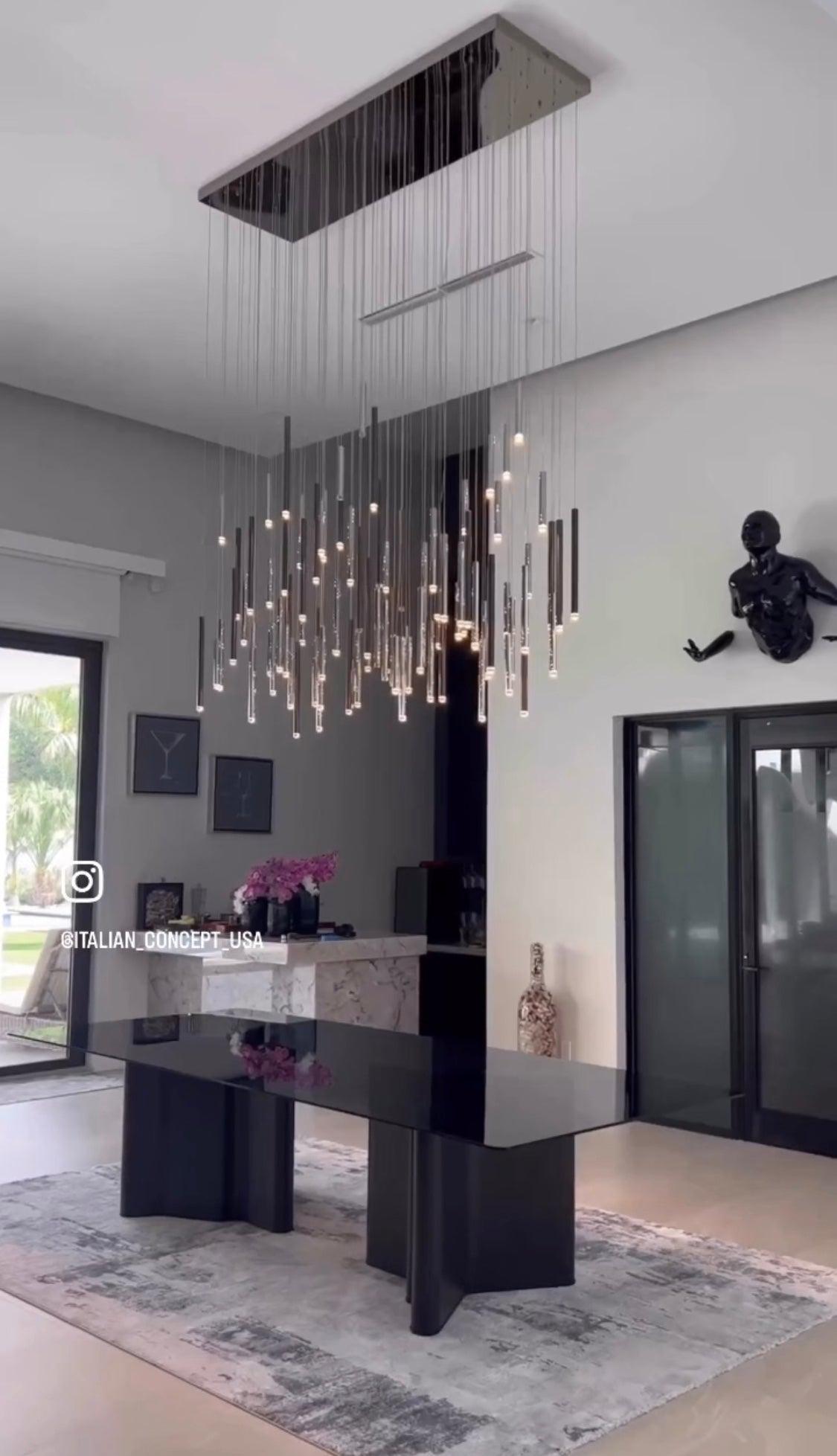 Bellini Rectangular Tubular Pendant Light Chandelier - Zelnolighting