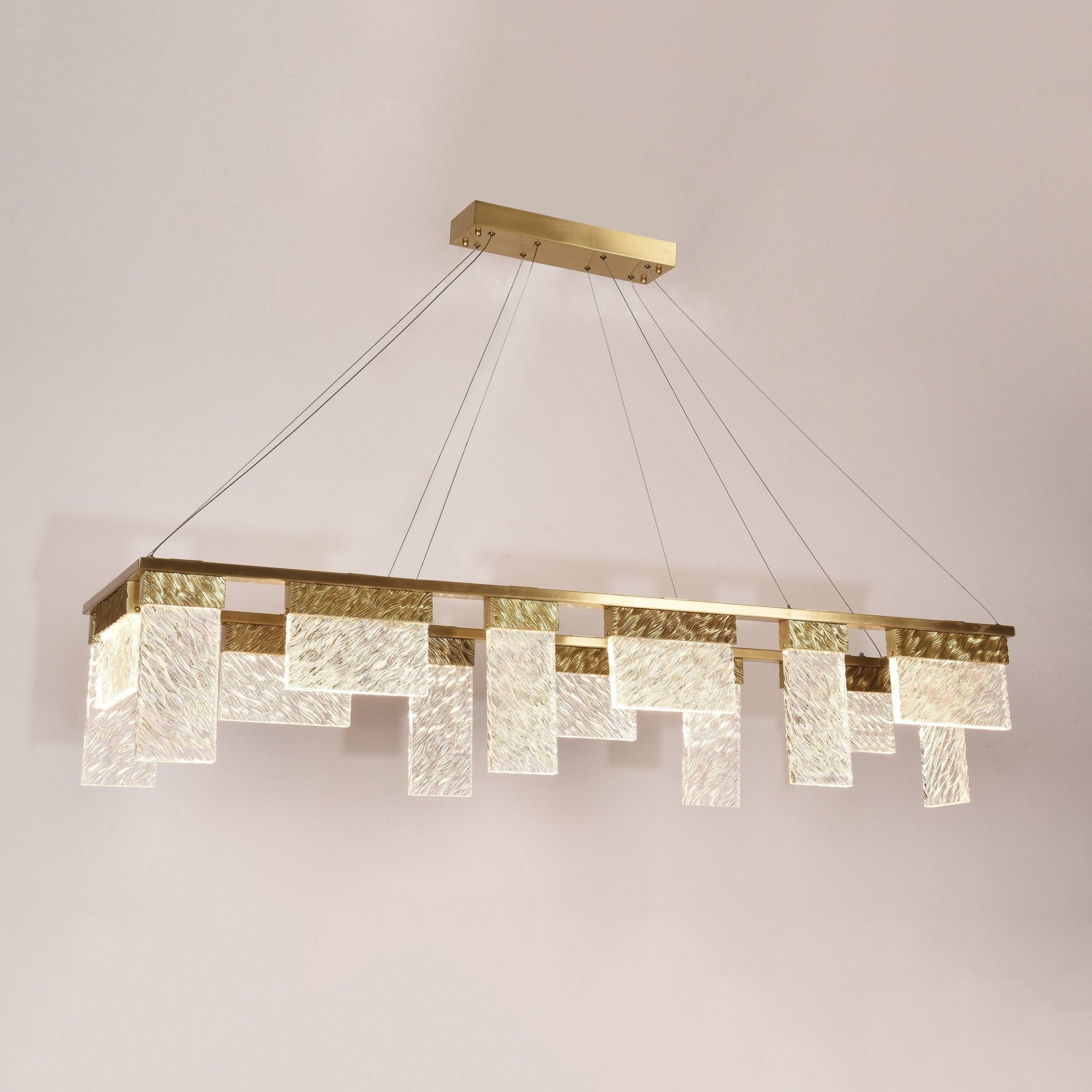 Joseph Dining Table LED Rectangle Glass Chandelier - Zelno Lighting