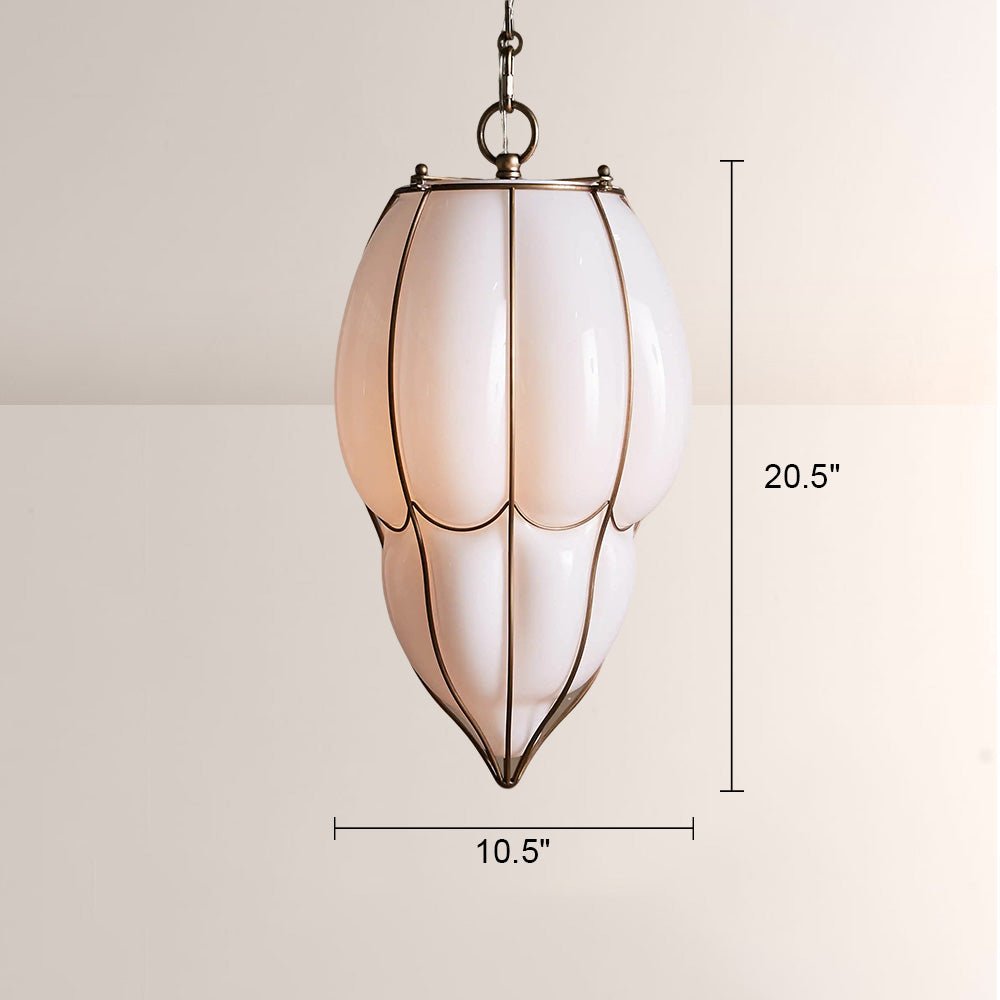Mara Caged Opal Glass & Brass Large Pendant - Zelnolighting