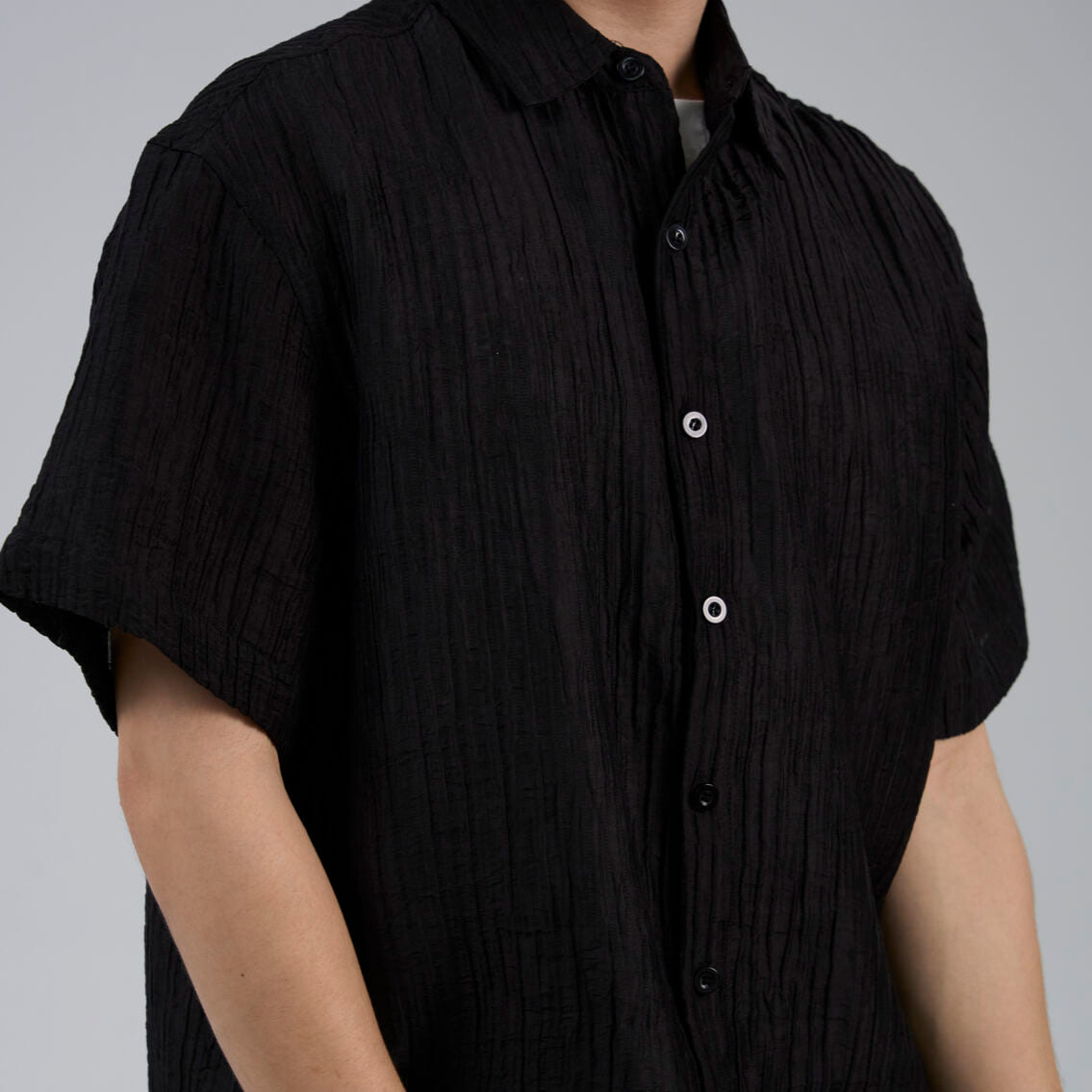 Men's Oversized Crinkle Textured Relaxed Fit Shirt