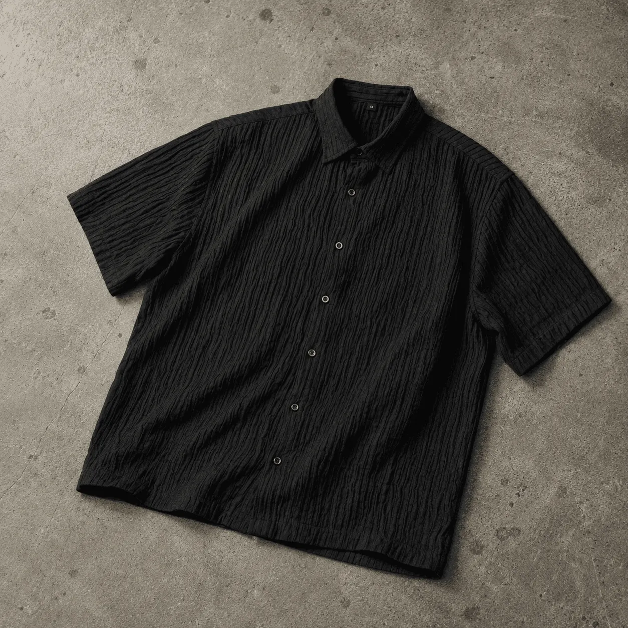 Men's Oversized Crinkle Textured Relaxed Fit Shirt