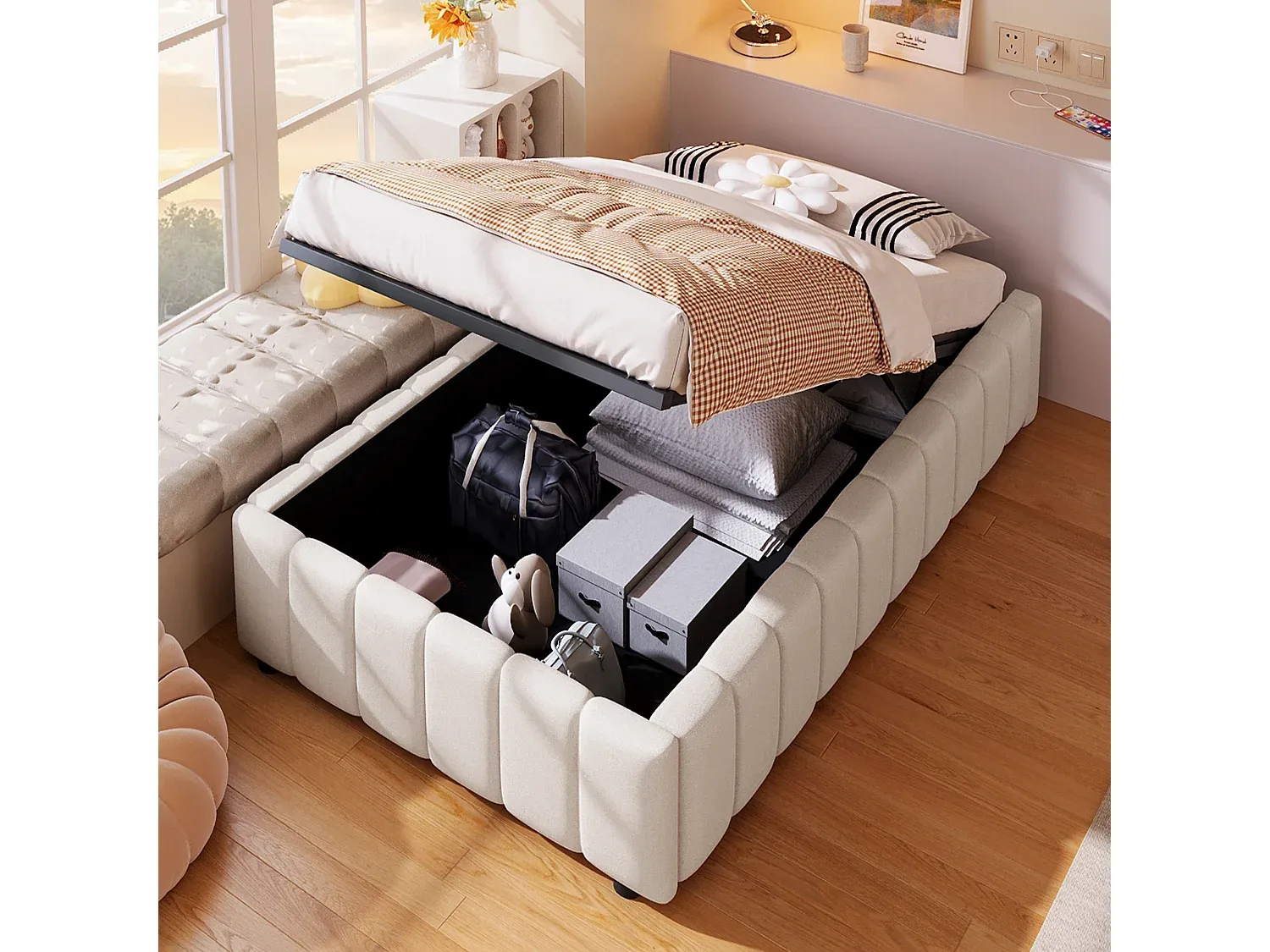 Schlafzimmer,Bereich Bett,Bett mit Bettkasten-Homanovae