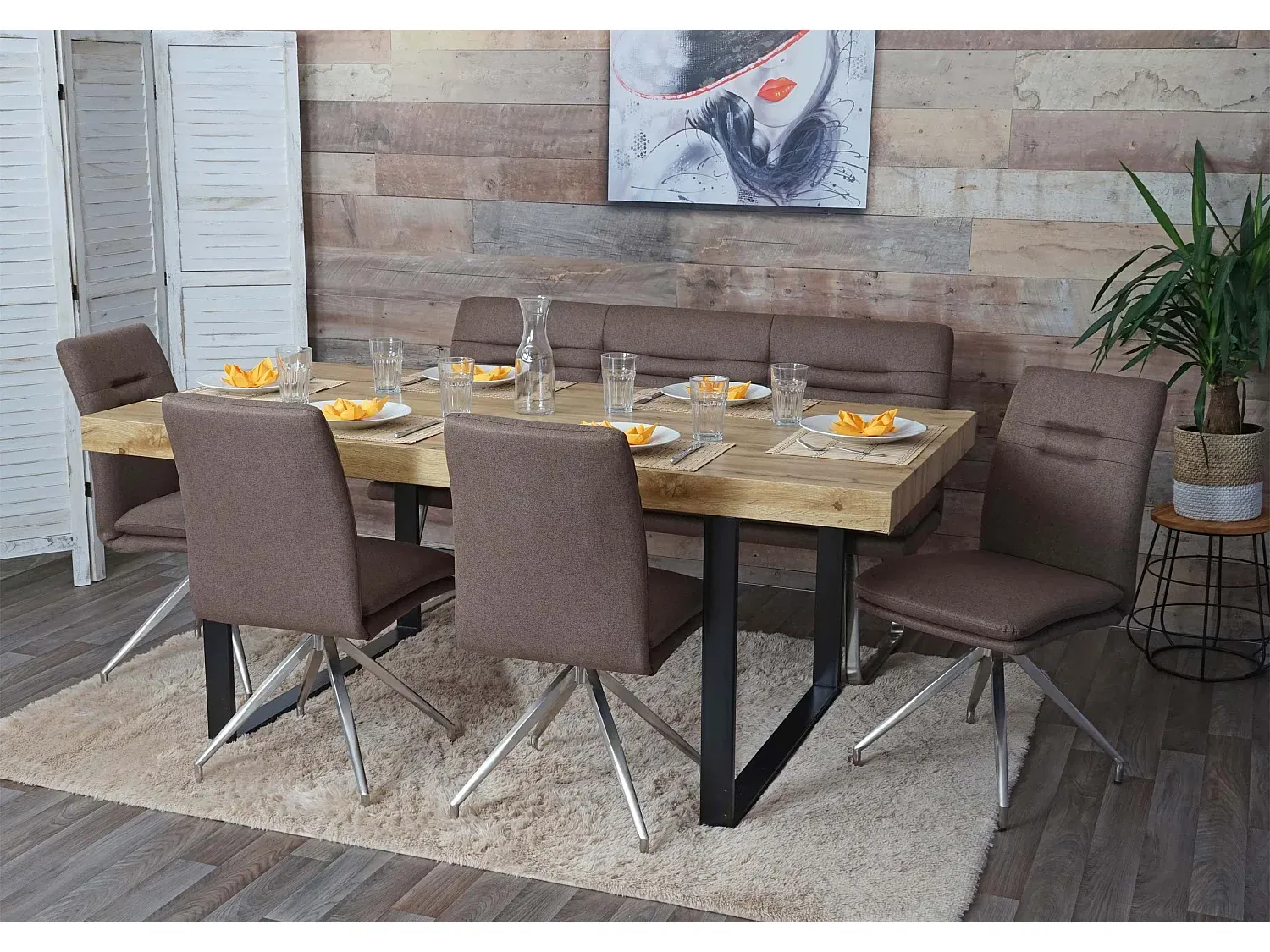 Esszimmer und Küche,Esszimmermöbel,Set aus feststehendem Tisch und Stuhl-Homanovae