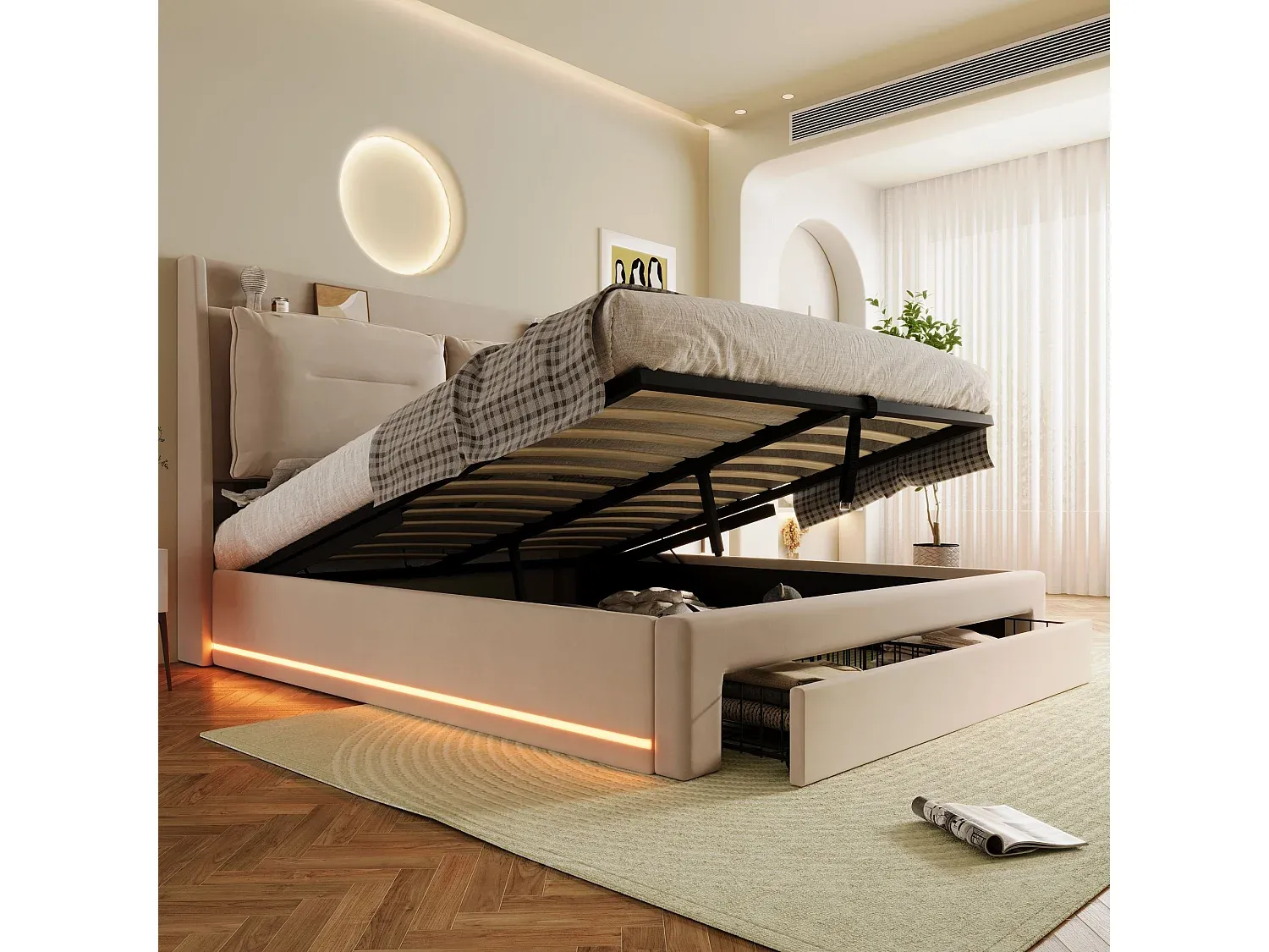 Schlafzimmer,Bereich Bett,Bett mit Bettkasten-Homanovae