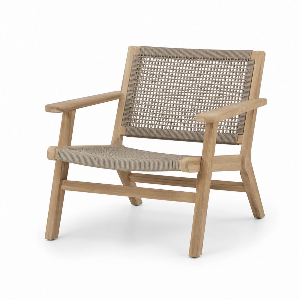 Sillón de exterior de madera de teca y cuerda sintética-Lumvellae