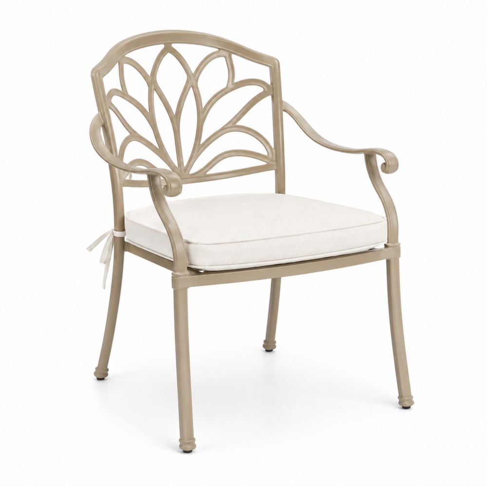 Silla de metal con cojín beige-Lumvellae