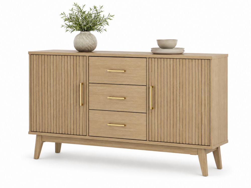 Aparador de Madera de Roble con Puertas y Cajones-Lumvellae