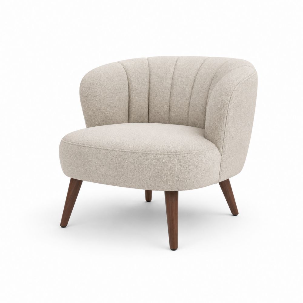 Silla de Sala Tapizada de Poliéster Beige con Patas de Madera de Haya-Lumvellae