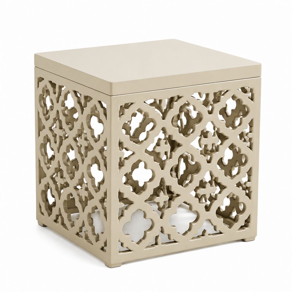 Mesa auxiliar de aluminio perforado 40x40x45 cm Beige-Lumvellae