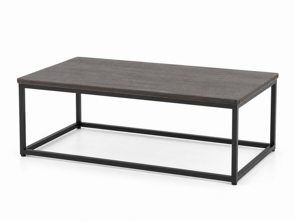 Mesa de centro de madera y metal gris y negro 120x60x40 cm-Lumvellae
