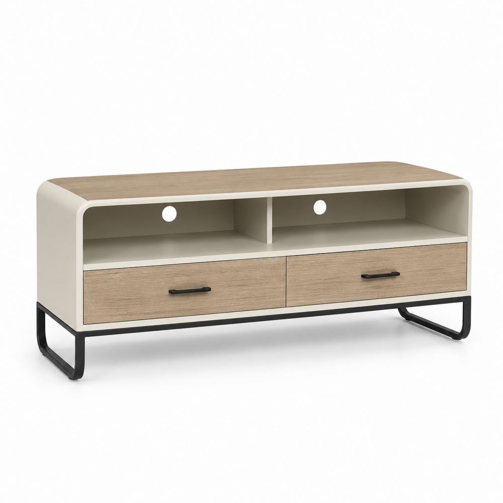 Mueble de TV de Madera y Metal con Cajones y Estantes 120x40x50 cm-Lumvellae