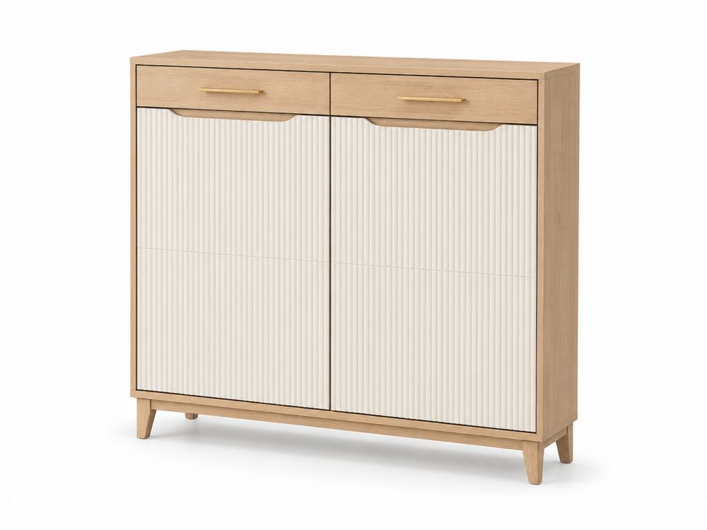 Zapatero de Madera con Puertas Estriadas 90x35x105 cm-Lumvellae