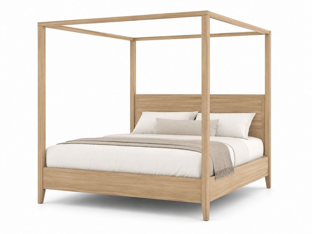 Cama con dosel de madera maciza de roble 200x160 cm-Lumvellae