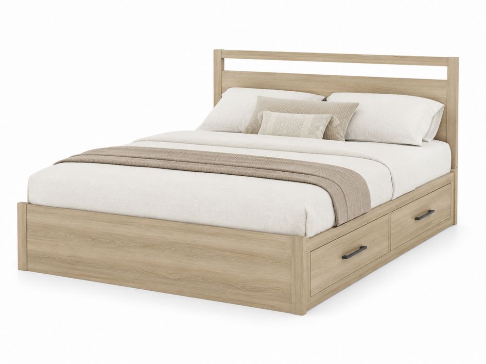 Cama de madera con almacenamiento y 2 cajones 200x150 cm-Lumvellae