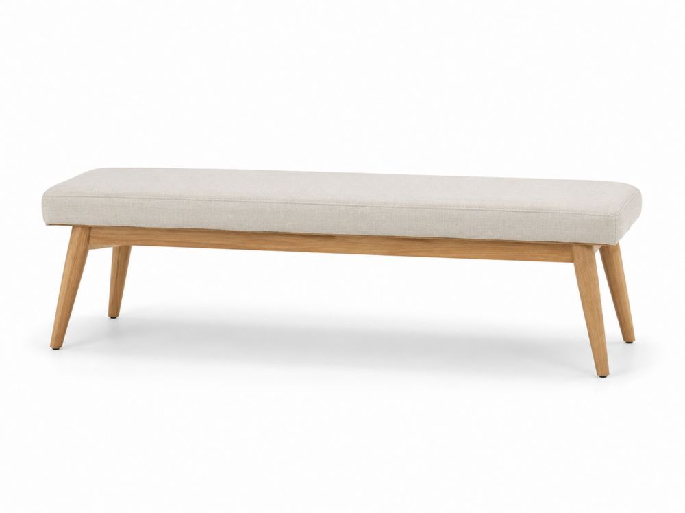 Banco de Madera y Tela Poliester Beige 140x40x45 cm-Lumvellae