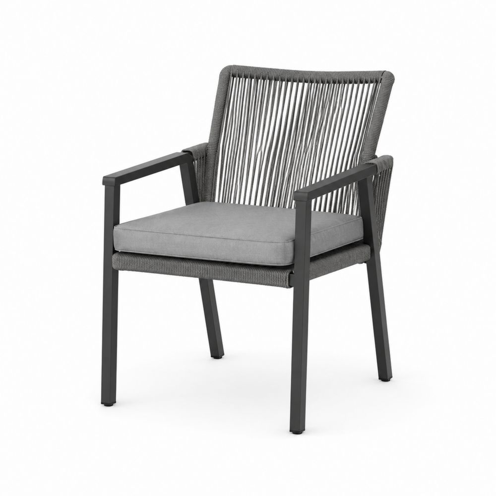 Silla de Aluminio y Cuerda de Poliéster Gris 88x56x60 cm-Lumvellae