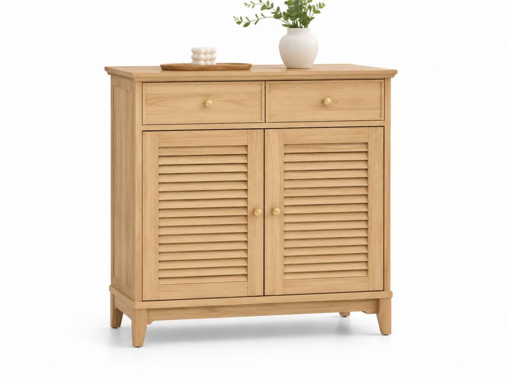 Zapatero de Madera de Roble con Puertas y Cajones-Lumvellae