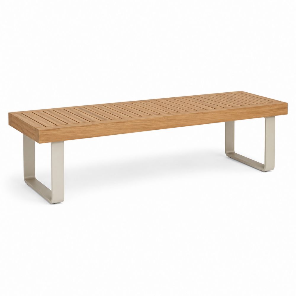 Banco de madera y acero para exteriores 180x40x45 cm-Lumvellae