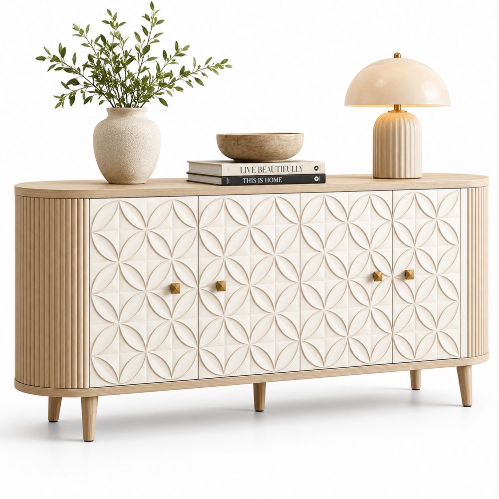 Aparador de Madera con Diseño Geométrico Beige-Lumvellae