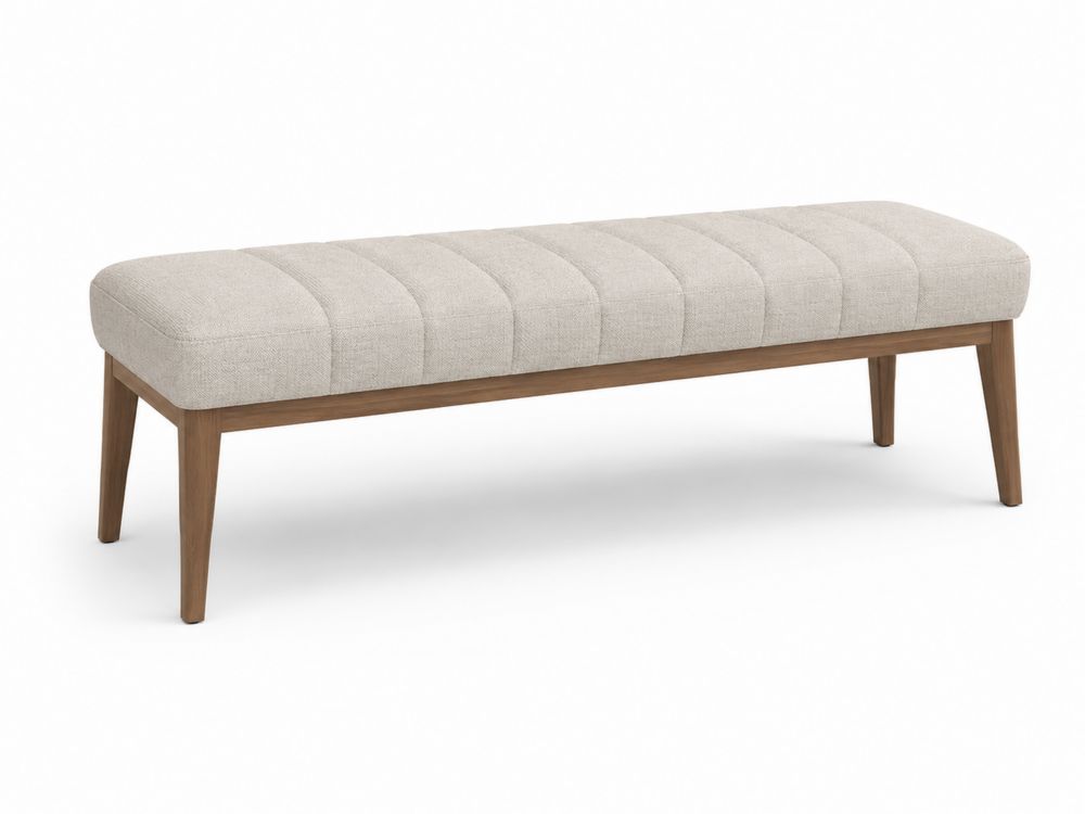 Banco de lino beige con patas de madera-Lumvellae