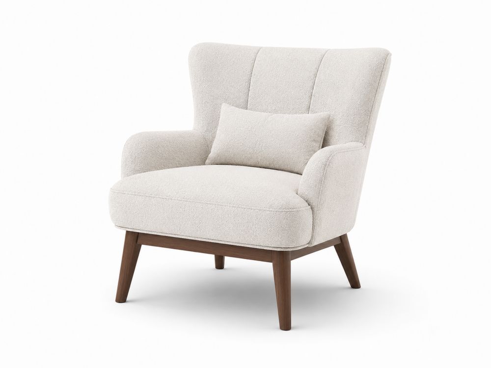 Silla con Respaldo Alto en Tela de Poliéster y Patas de Madera-Lumvellae
