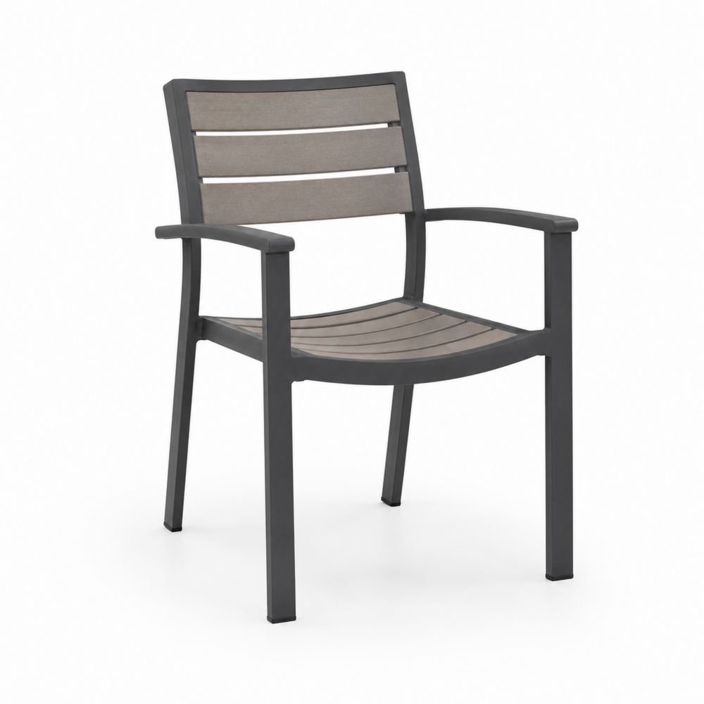 Silla de aluminio con asiento de listones de resina 85x55x60 cm-Lumvellae