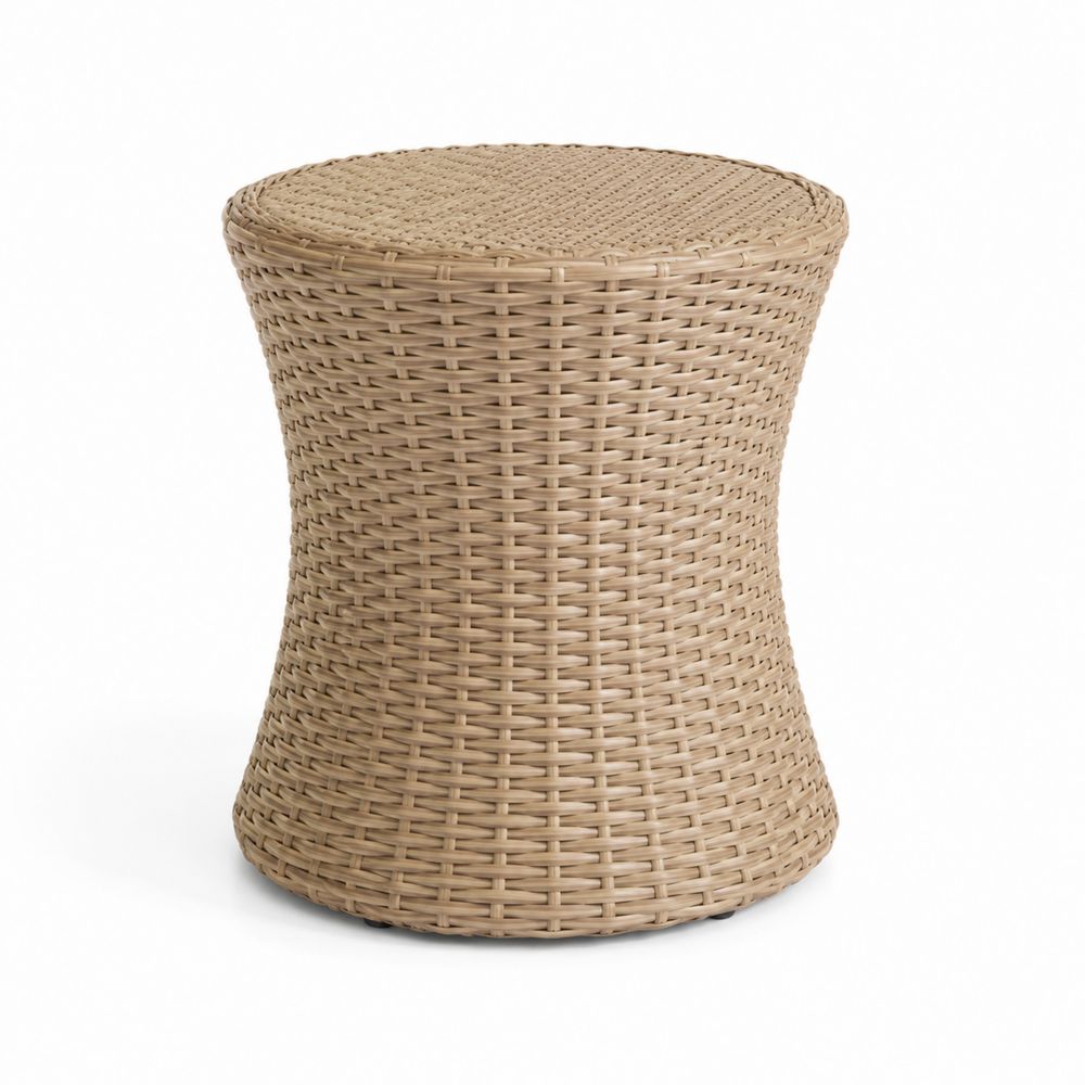 Mesa auxiliar de ratán sintético beige-Lumvellae