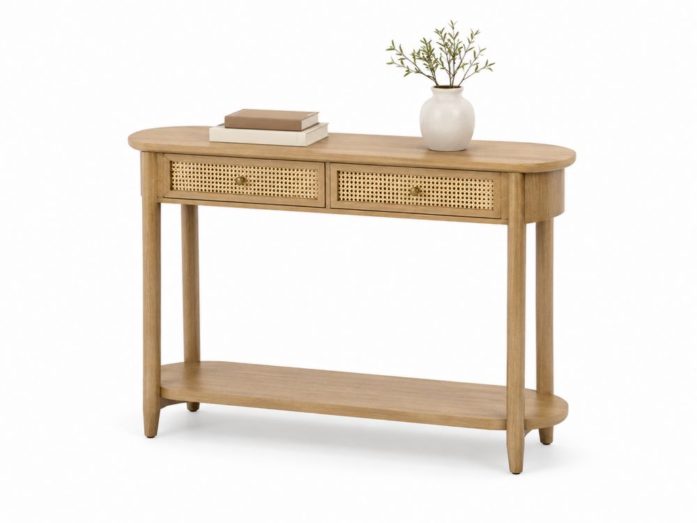 Mesa de entrada de madera con cajones de ratán-Lumvellae