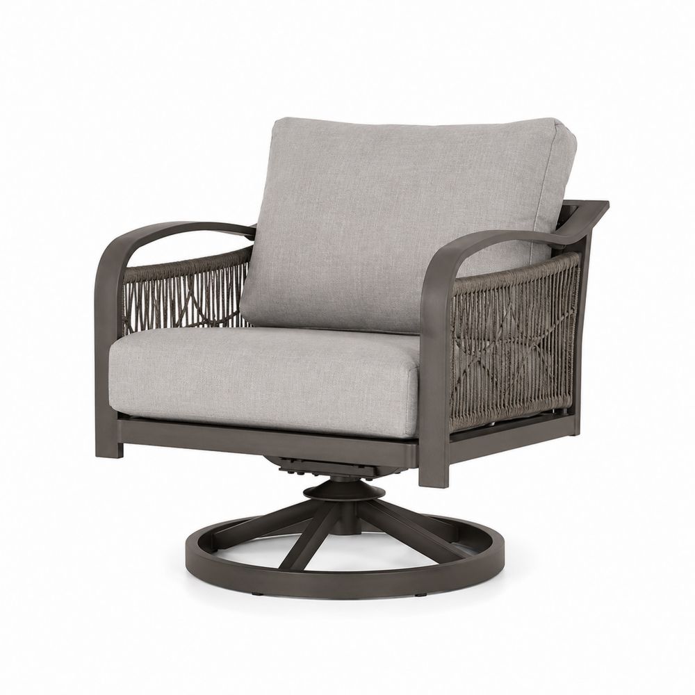 Silla giratoria de aluminio y cuerda con cojines gris-Lumvellae