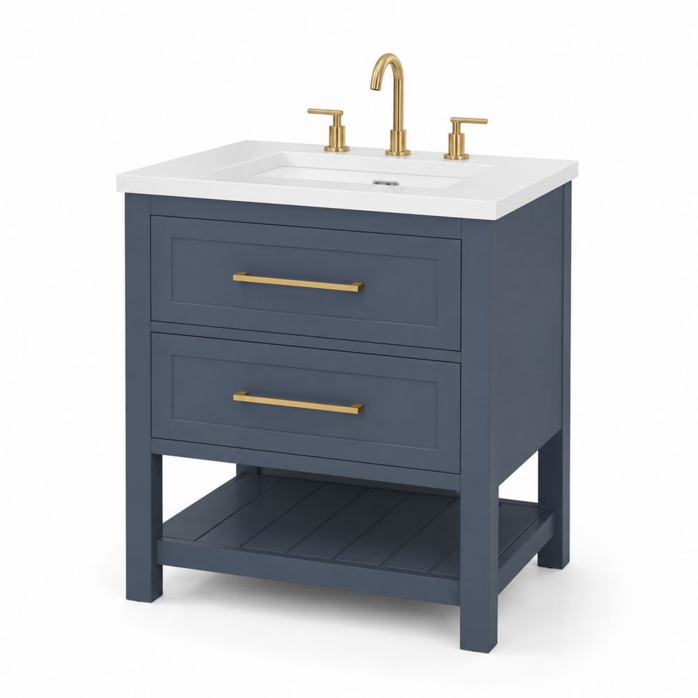 Mueble de baño MDF con Lavabo de Cerámica y Grifo Dorado-Lumvellae