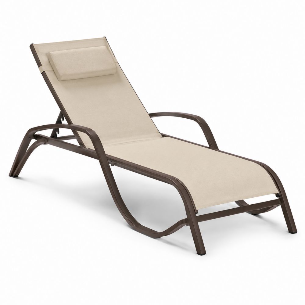 Tumbona de metal con cojín 195x65x43 cm Beige-Lumvellae