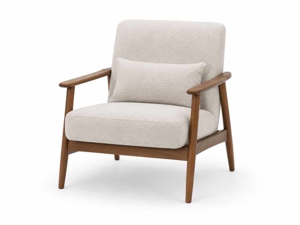 Silla de Madera y Tela de Poliéster Beige con Cojín-Lumvellae
