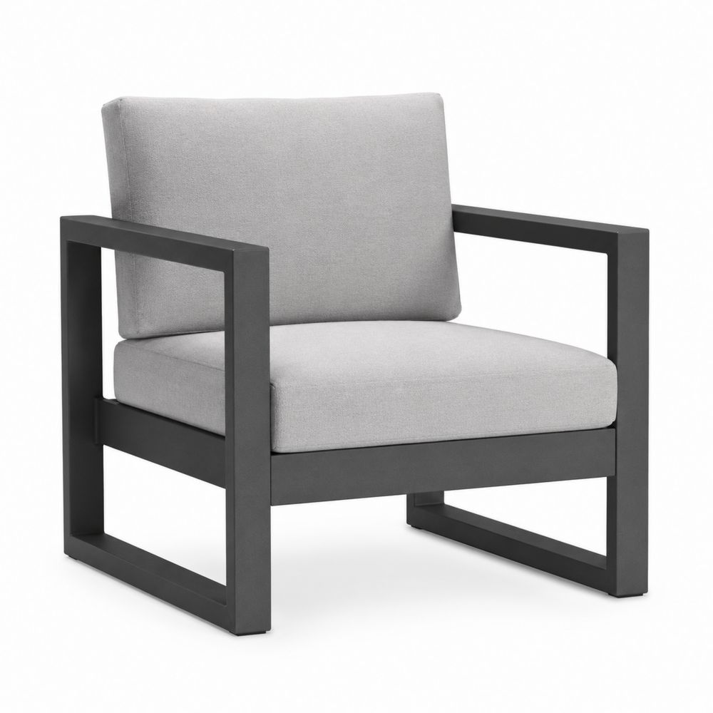 Sillón de exterior aluminio y poliéster gris 75x80x70 cm-Lumvellae