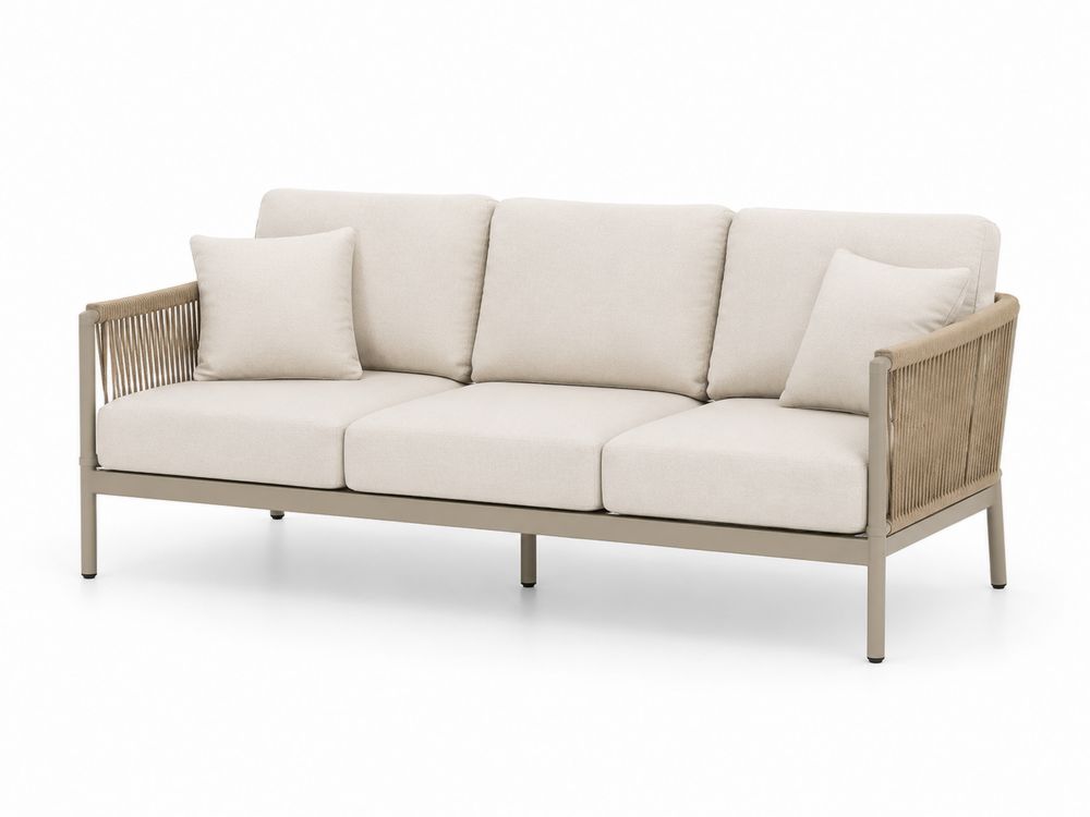 Sofá de 3 plazas de aluminio y cuerda beige-Lumvellae