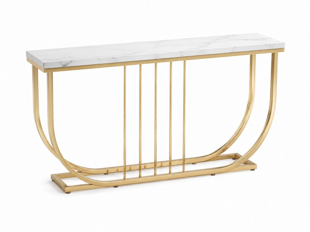 Mesa de entrada de mármol y metal dorado-Lumvellae