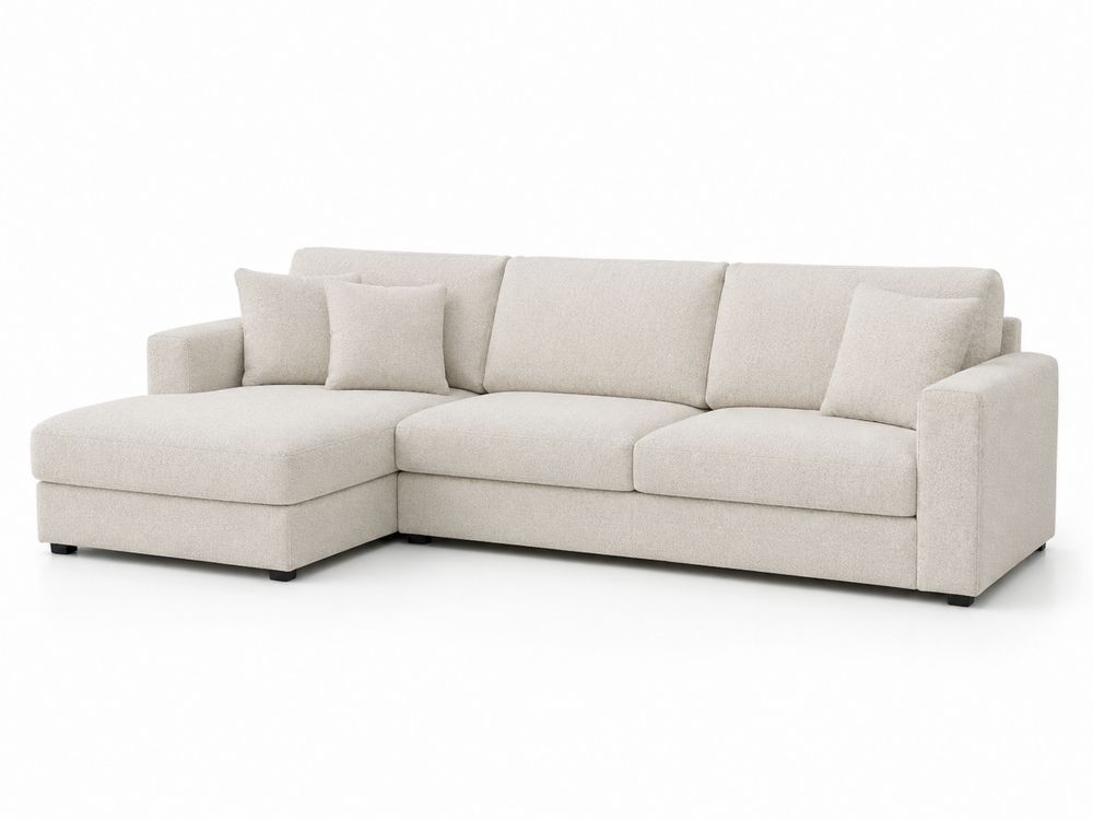 Sofá seccional en L con chaise longue de poliéster Beige-Lumvellae