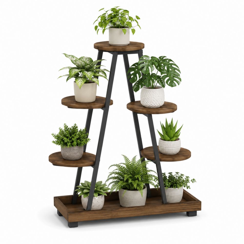 Estantería para Plantas de Madera y Metal con 7 Niveles Marrón-Lumvellae