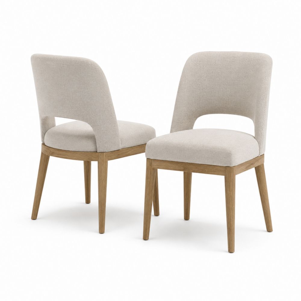 Conjunto de 2 sillas de comedor de madera y poliéster Beige-Lumvellae