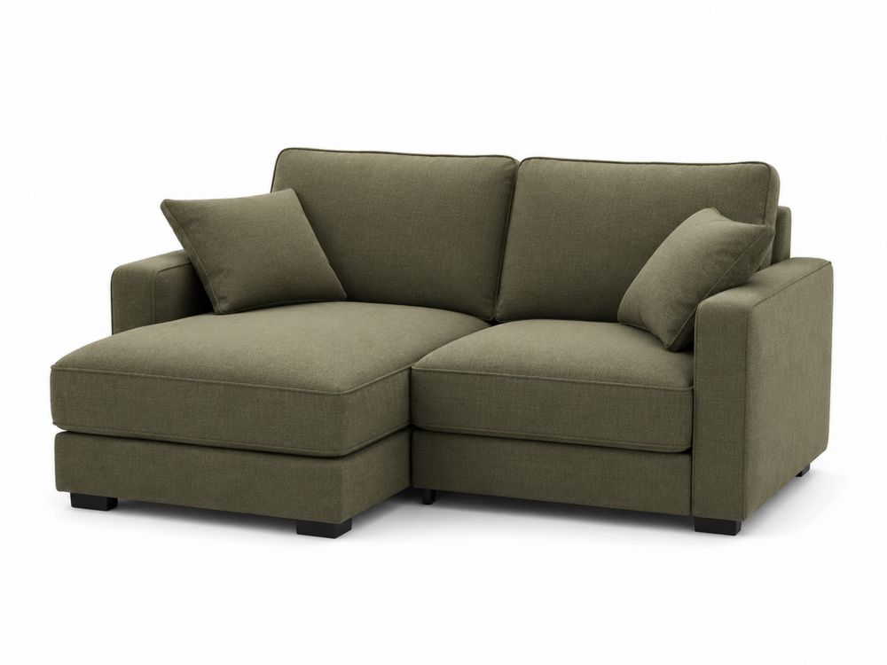 Sofá de tela con chaise longue de dos plazas, color verde-Lumvellae