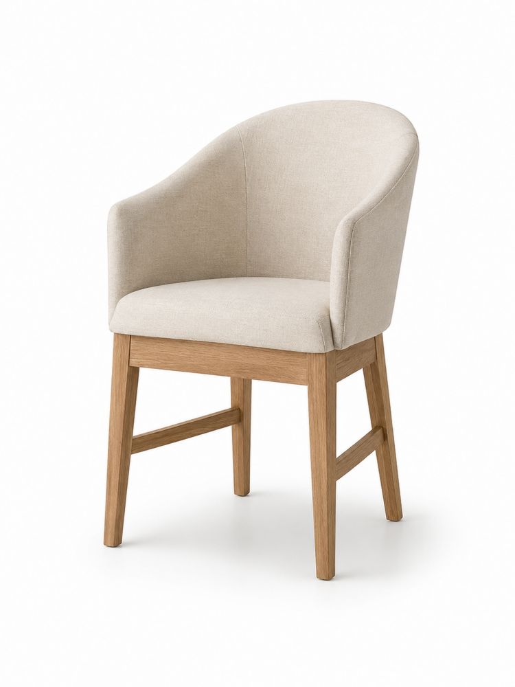 Silla de madera con tapizado de lino beige-Lumvellae
