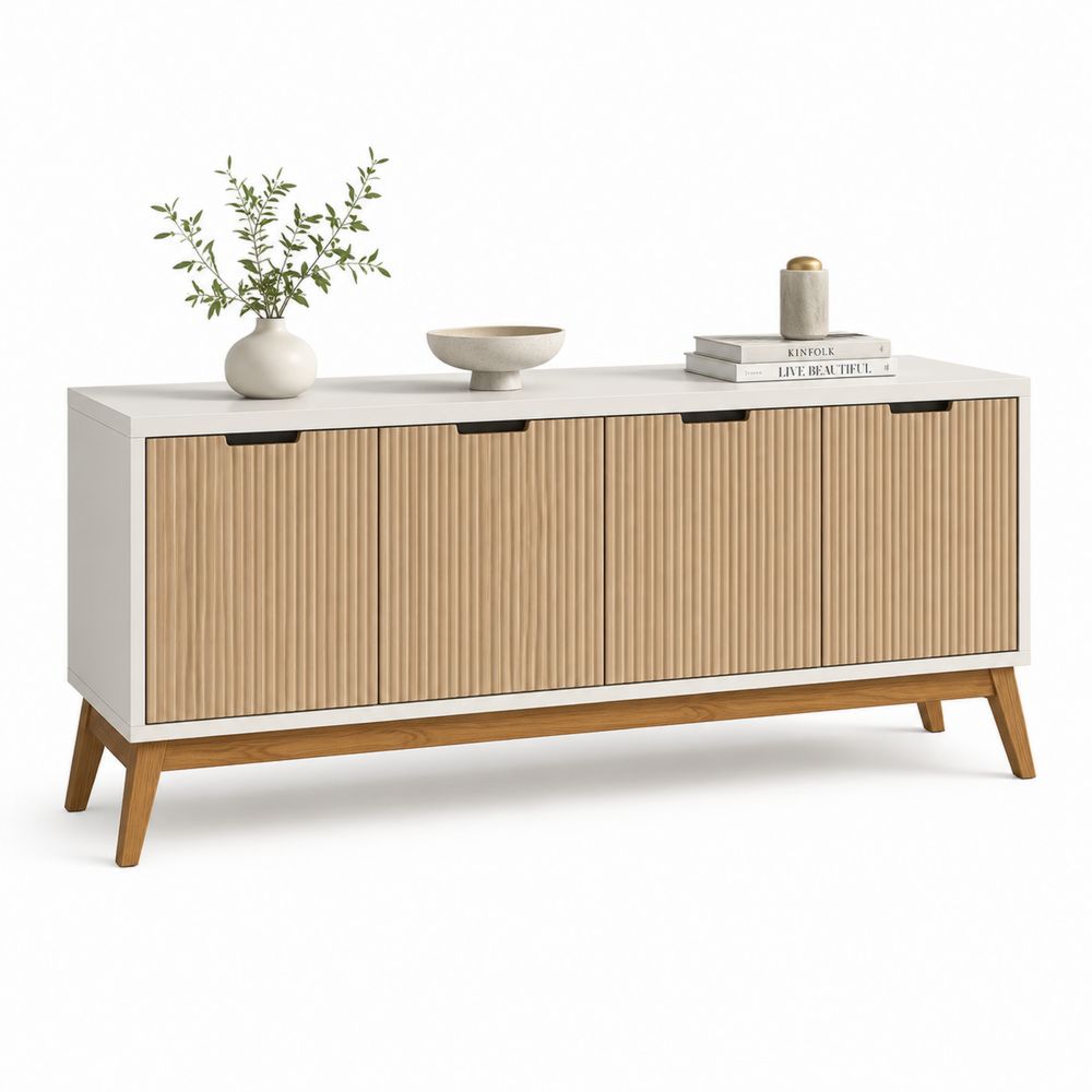 Aparador de Madera con Puertas Estriadas 150x45x75 cm-Lumvellae