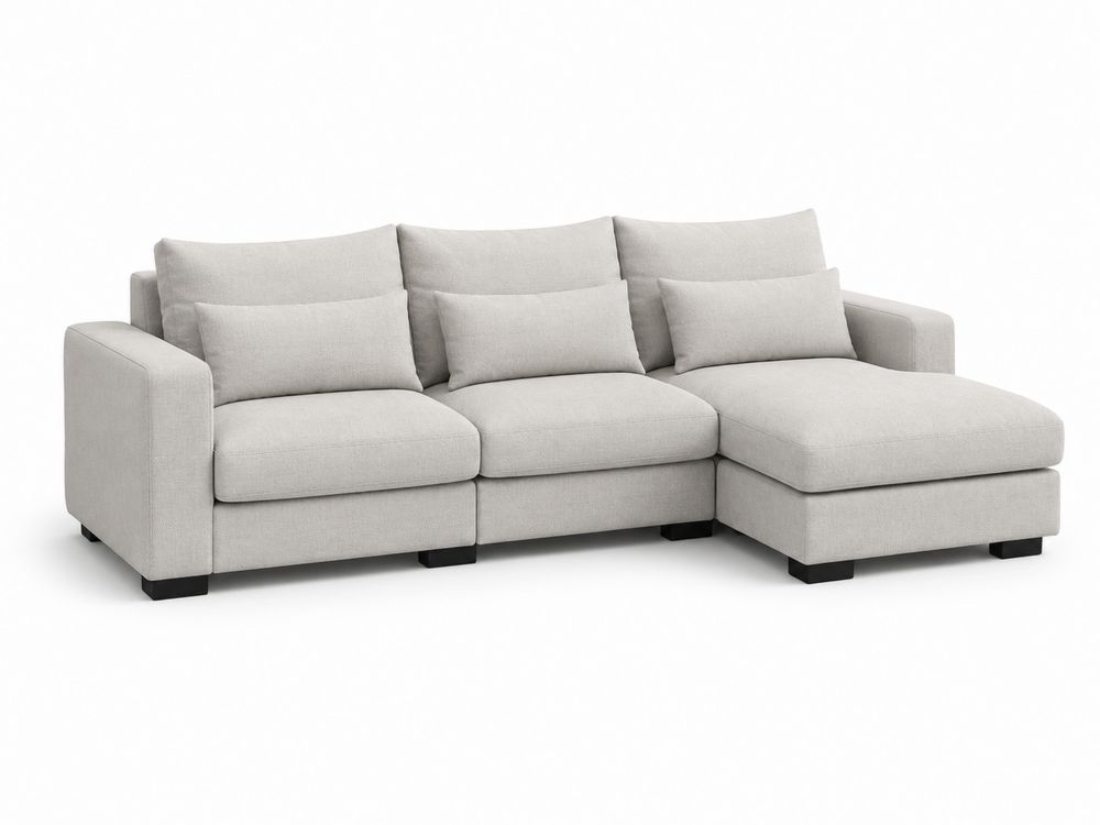 Sofá seccional de 3 plazas con chaise longue, tela de poliéster, 250 cm-Lumvellae