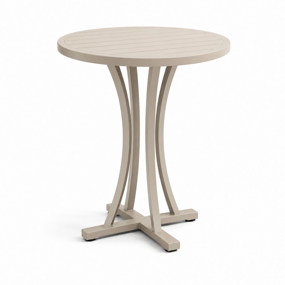 Mesa redonda de metal color Beige 70x85 cm-Lumvellae