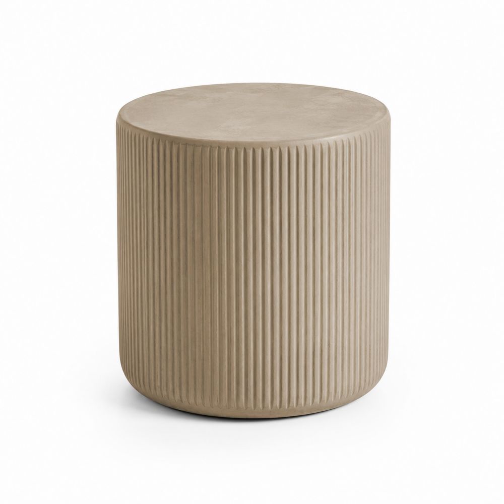 Mesa auxiliar de concreto beige acanalado-Lumvellae