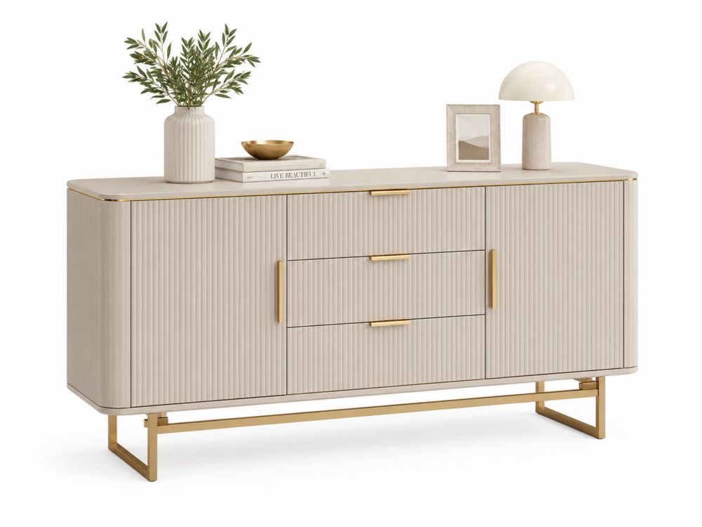 Aparador de MDF y Metal con Patas 120x40x80 cm Beige-Lumvellae