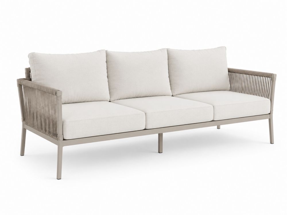 Sofá de Exterior de 3 Plazas Aluminio Beige-Lumvellae
